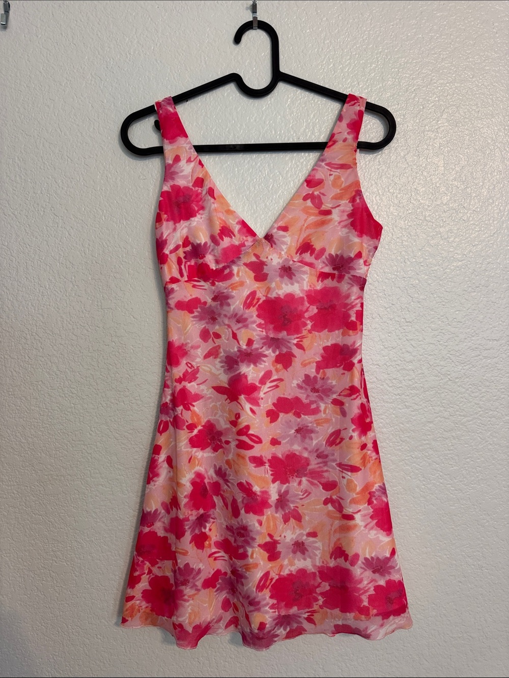 Princess Polly Pink & Coral Floral V-Neck Mini Dress